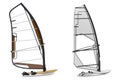 Windsurfing isolated. Boats