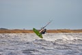 Windsurfing jump on a lake Royalty Free Stock Photo