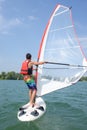 Windsurfing on a lake Royalty Free Stock Photo