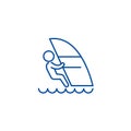 Windsurfing line icon concept. Windsurfing flat vector symbol, sign, outline illustration.