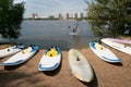 Windsurfing on the Moscow river Royalty Free Stock Photo