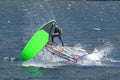 Windsurfing scene on a lake Royalty Free Stock Photo