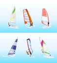Windsurfing sport set. Royalty Free Stock Photo