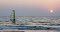 Windsurfing at sunset Royalty Free Stock Photo