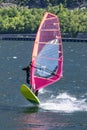 Windsurfing scene on a lake Royalty Free Stock Photo