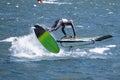 Windsurfing scene on a lake Royalty Free Stock Photo