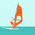 Windsurfing ,vector illustration ,flat style, front