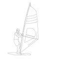 Windsurfing ,vector illustration ,lining draw , front