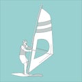 Windsurfing ,vector illustration ,lining draw , front