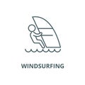 Windsurfing vector line icon, linear concept, outline sign, symbol