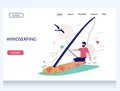 Windsurfing vector website landing page design template