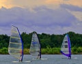 Windsurfing venue on the lake Royalty Free Stock Photo