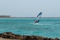 Windsurfing, windsurfer young man on a windsurf Royalty Free Stock Photo