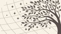Windswept Tree with Geometric Grid Nature Vector Art, vector design Generative AI Royalty Free Stock Photo