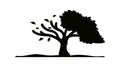 Windswept tree silhouette, dramatic nature icon, vector design Generative AI Royalty Free Stock Photo