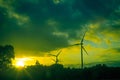 Windturbine during beautiful sunset Royalty Free Stock Photo