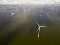 Aerial image of an offshore windpark, Holland