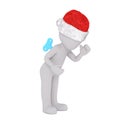 Windup clockwork 3d figure in a Christmas hat