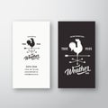 Windvane Rooster Abstract Vector Logo and Business Card Template. Premium Stationary Realistic Mock Up.