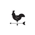 Windvane rooster black vector concept icon. Windvane rooster flat illustration, sign