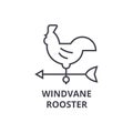 Windvane rooster line icon, outline sign, linear symbol, vector, flat illustration