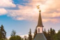 Windvane on top of church tower in Russia Royalty Free Stock Photo