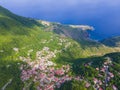 Windwardside historic town center aerial view, Saba, Caribbean Netherlands Royalty Free Stock Photo