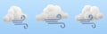 Windy Cloud 3D Weather Icon Rendering Set Royalty Free Stock Photo