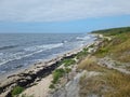 Windy day in Denmark island Bornholm beach.