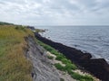 Windy day in Denmark island Bornholm beach.