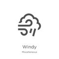 windy icon vector from miscellaneous collection. Thin line windy outline icon vector illustration. Outline, thin line windy icon Royalty Free Stock Photo