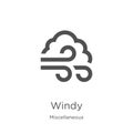windy icon vector from miscellaneous collection. Thin line windy outline icon vector illustration. Outline, thin line windy icon Royalty Free Stock Photo