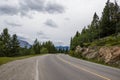 Windy mountain road in the Canadian Rockies.Alberta, Canada, Montain scenic landscape. Tourism in summer Royalty Free Stock Photo