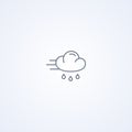 Windy and rainy, vector best gray line icon