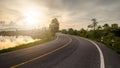 Windy road and sunrise Royalty Free Stock Photo