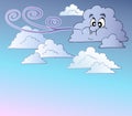 Windy sky with cartoon clouds Royalty Free Stock Photo
