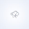 Windy, thunderstorm and rain, vector best gray line icon Royalty Free Stock Photo