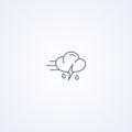 Windy, thunderstorm and rainy, vector best gray line icon Royalty Free Stock Photo