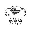 Windy and Thunderstorm whether icon. Element of Whether for mobile concept and web apps icon. Outline, thin line icon for website Royalty Free Stock Photo