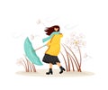 Windy weather flat concept vector illustration