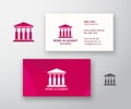 Wine Acade Logo and Business Card Template. University or School Building with Wine Bottles Columns. Premium Stationary Royalty Free Stock Photo