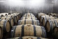 Wine aging in barrels