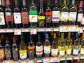 The wine aisle sign at a Publix grocery store with a variety of wines from various vineyards