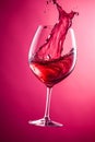 wine alcohol drink closeup party pour red liquid glass gradient background. Generative AI. Royalty Free Stock Photo