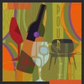 Wine Art Poster Mid Century Modern Royalty Free Stock Photo