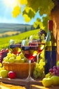 Wine on the background of vineyards italiancountrysidelandscape autumn