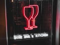 wine bar neon sign restaurant kitchen night life alcohol party Royalty Free Stock Photo