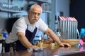 wine bar senior barman looking at camera Royalty Free Stock Photo