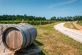 Wine barrel near a winery in Prince Edward County, ON, Canada