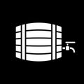 Wine barrel with tap dark mode glyph icon Royalty Free Stock Photo